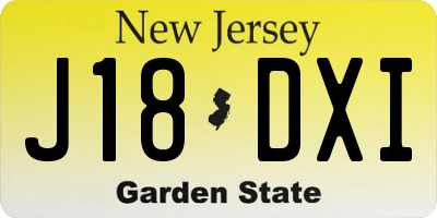 NJ license plate J18DXI