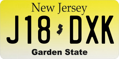 NJ license plate J18DXK