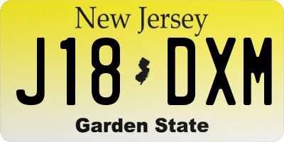 NJ license plate J18DXM