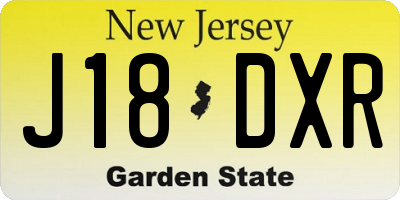 NJ license plate J18DXR