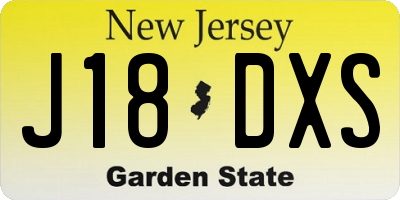 NJ license plate J18DXS