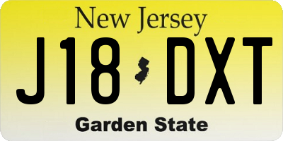 NJ license plate J18DXT