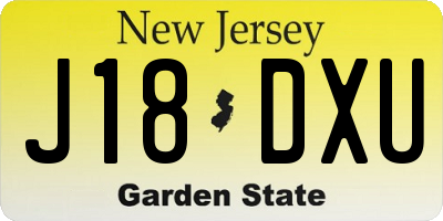 NJ license plate J18DXU