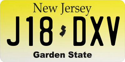 NJ license plate J18DXV