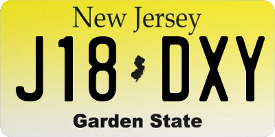 NJ license plate J18DXY