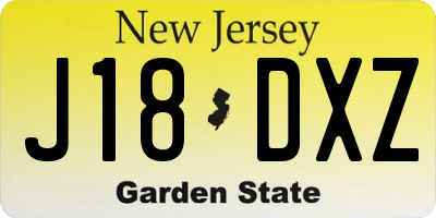 NJ license plate J18DXZ