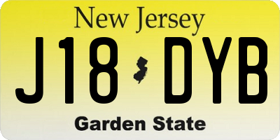 NJ license plate J18DYB