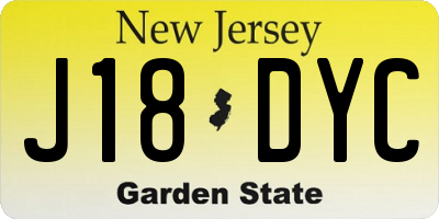 NJ license plate J18DYC