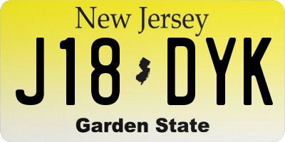 NJ license plate J18DYK