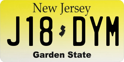 NJ license plate J18DYM