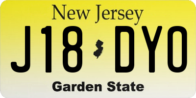 NJ license plate J18DYO