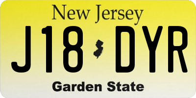 NJ license plate J18DYR