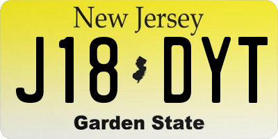 NJ license plate J18DYT