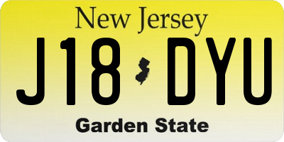 NJ license plate J18DYU