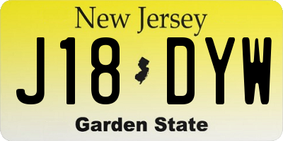 NJ license plate J18DYW