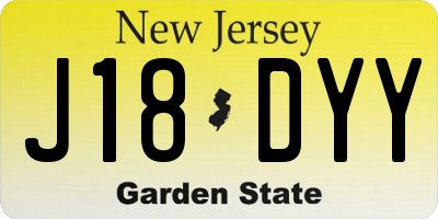 NJ license plate J18DYY