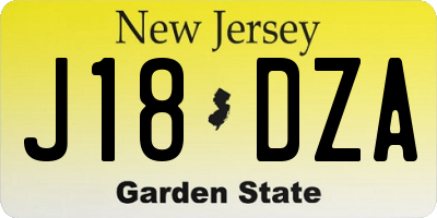 NJ license plate J18DZA