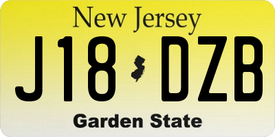 NJ license plate J18DZB