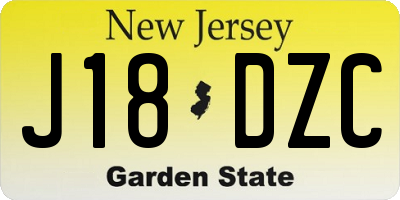 NJ license plate J18DZC