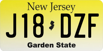 NJ license plate J18DZF