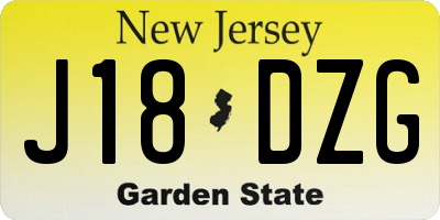 NJ license plate J18DZG