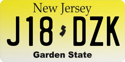 NJ license plate J18DZK