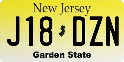 NJ license plate J18DZN