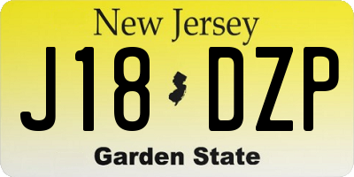 NJ license plate J18DZP