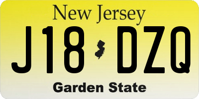 NJ license plate J18DZQ