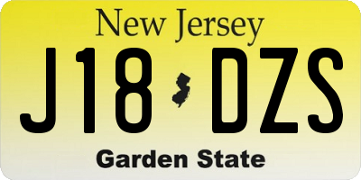 NJ license plate J18DZS