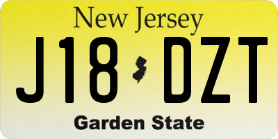 NJ license plate J18DZT
