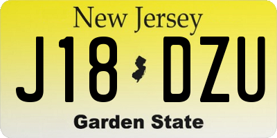 NJ license plate J18DZU