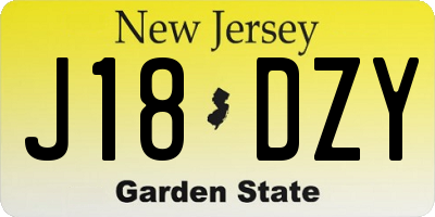 NJ license plate J18DZY
