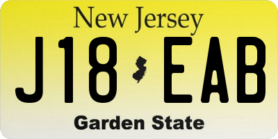 NJ license plate J18EAB