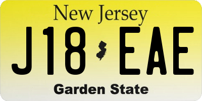 NJ license plate J18EAE
