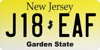 NJ license plate J18EAF