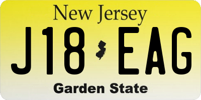NJ license plate J18EAG