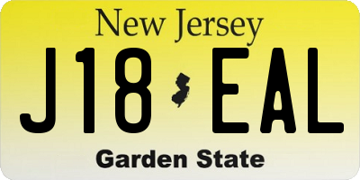 NJ license plate J18EAL