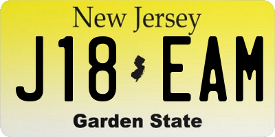 NJ license plate J18EAM
