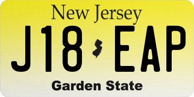 NJ license plate J18EAP