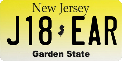 NJ license plate J18EAR