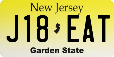 NJ license plate J18EAT