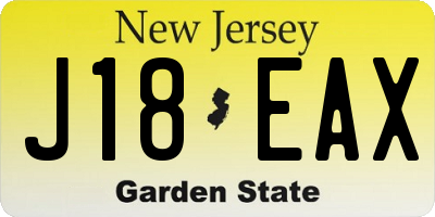 NJ license plate J18EAX
