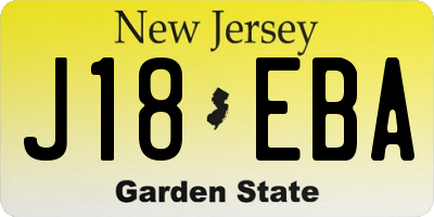 NJ license plate J18EBA