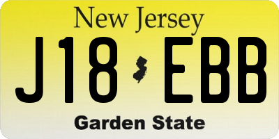NJ license plate J18EBB
