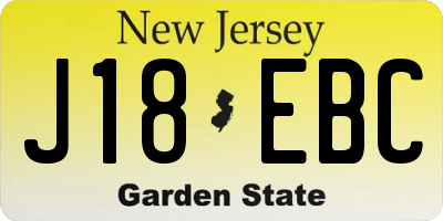 NJ license plate J18EBC
