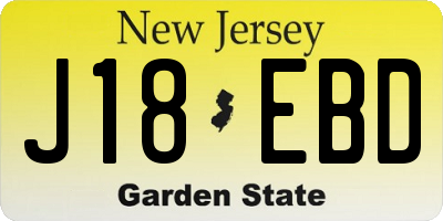 NJ license plate J18EBD