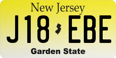 NJ license plate J18EBE