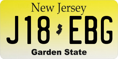 NJ license plate J18EBG