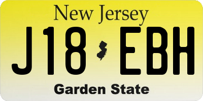 NJ license plate J18EBH